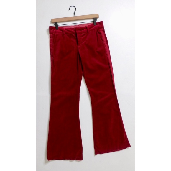 Vintage Y2K JUICY COUTURE Jeans Red Velvet Tuxedo Pants Flared Flare Size 29 - Picture 3 of 12